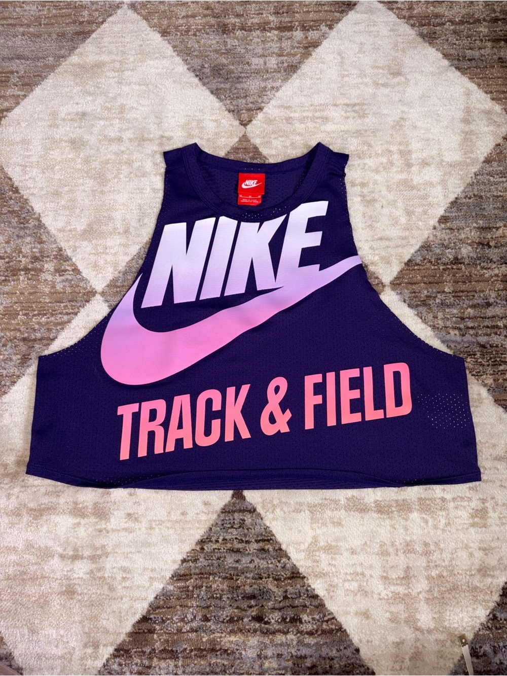 Nike Purple Crop Tank with Pink Gradient Swoosh